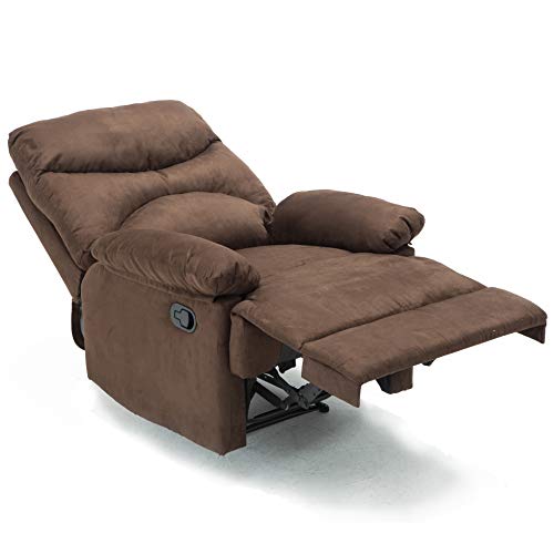Windaze Recliner Chair, Massage Heat Lounge Sofa Chair Microfiber Ergonomic for Living Room Brown … - Thumbnail 4