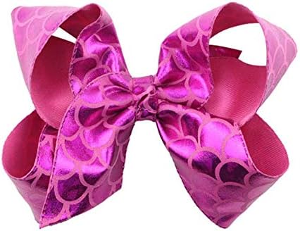LIANGchueng Impeccable Mermaid Sequin Bows With Clips Girls Hair Bow Clips Sequins Sparkle Hairpin(Rose Gold)