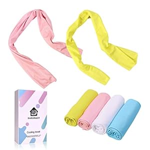 DARUNAXY 4pack Assorted Color Evaporative Cooling Towels 40″x12″,Snap Cooling Towels for Sports, Workout, Fitness, Gym, Yoga, Pilates, Travel, Camping and More