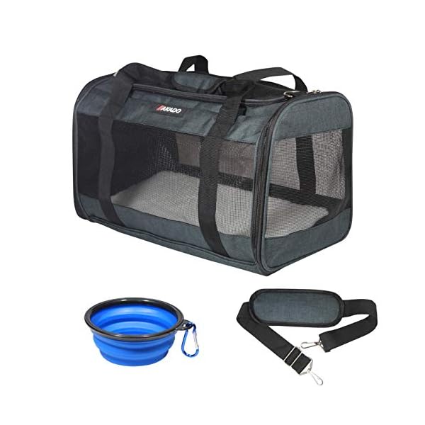 AKADO Pet Carrier Cat Dog Bag, Removable Mat with Free Pet Bowl, Pet