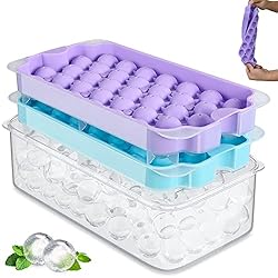Upgrade Round Ice Cube Tray with Lid & Bin, TINANA