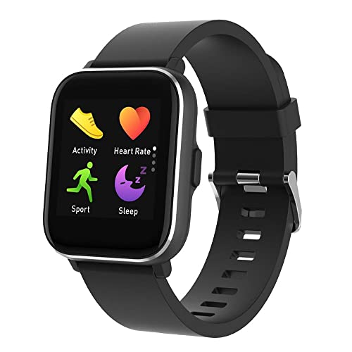 Aiwa SW-100 Smartwatch für Herren und Damen, mit Oximeter (SpO2), 4,9 cm (1,69 Zoll), mit Pulsmesser, Schrittzähler, wasserdicht, IP68 für Android iOS (neu, 2 Gurte), Standard