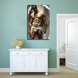 HMLZSJ Nude Muscle Male Torso Portrait Art Gay