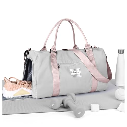 HYC00 Sport Duffel Bag Damen Handgepäck Sporttasche für Damen Herren mit Nassfach & Schuhfach, Reisetasche Weekender Gym Travel Duffel Bags Women Schw