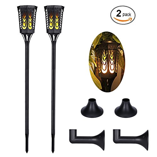 Solar Garden Lights,96 LED Waterproof Flickering Flames Torches Lights Outdoor Landscape Decoration Lighting Dusk to Dawn Auto On/Off Security Light for Garden Patio Deck Yard Driveway, 2 Pack