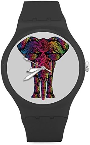 Best Design Elephant Art Unisex Round Rubber Sport Quartz Watch,Watch Face Diameter: 1.58"