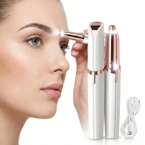 Lumina - Caneta Depiladora de Sobrancelha, Nariz e Buço Elétrica Profissional, Removedora de Pelos Faciais Indolor com Luz LED, Portátil e Recarregável via USB - Depiladora de Alta Precisão