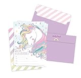 Unicorn Rainbow Birthday Party Invitations for Girls - Premium 25 Card Set, INCLUDES Envelopes by Well Krafty