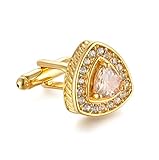 Men's Gold Plated Triangle Crystal Zircon Cufflinks Men's Gold Topaz Crystal Cuff Links
