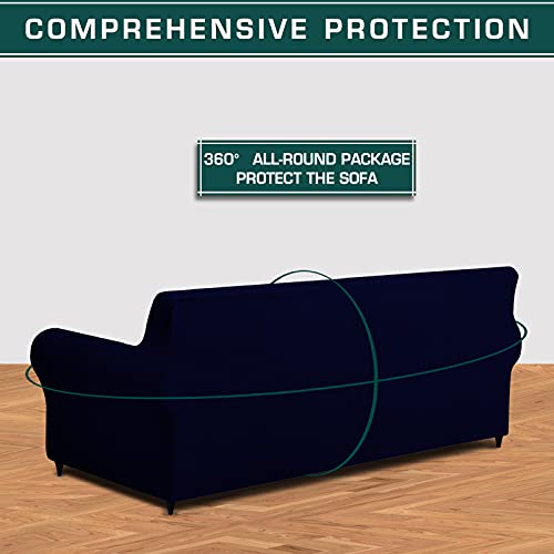 TFJ Stretch Couch Cover for Dogs, Soft Sofa Cover, XL Couch Slipcover with Elastic Bottom Anti-Slip Foam Washable Furniture Protector for Pets, Kids