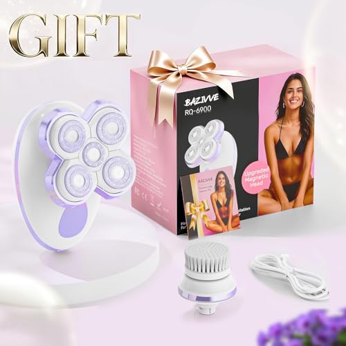 Electric Razors for Women - Upgraded Magnetic Electric Shaver for Women, Cordless Painless Hair Remover for Legs Bikini Face, Lady Trimmer for Sensitive Skin, Detachable and Waterproof, Purple