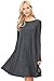 Annabelle Women's Scoop Neck Long Sleeve A-line Midi Pocket Swing Dresses