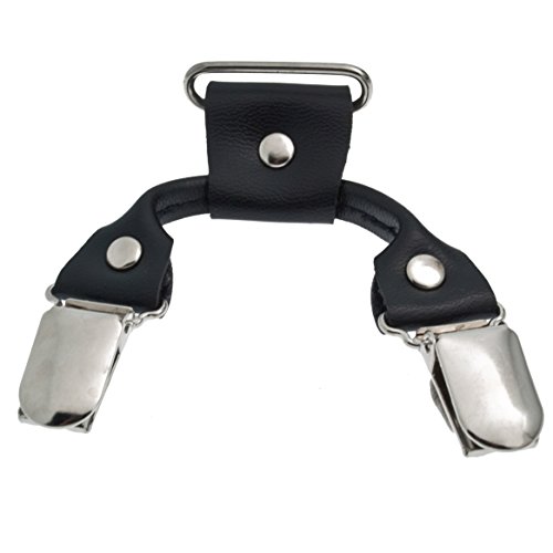 (1 Pc.) Holdup Split Vegan Leather Black Suspender Clips