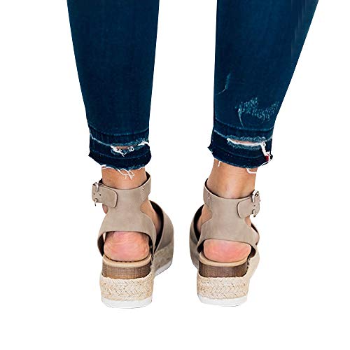 image for XMWEALTHY Women's Ankle Strap Platform Wedges Sandals Casual Open Toe 