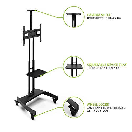 Kanto MTM65PL Height Adjustable Mobile TV Stand with Adjustable Shelf