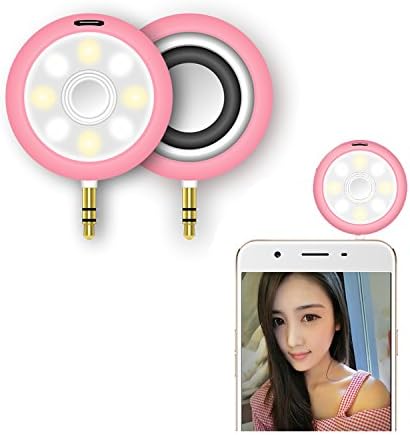 Aipinvip Universal Phone Selfie Light with Audio Speaker with 3.5mm Phone Dock Plug and Play Led Photography Spotlight for Android Smart Phones/iPad (pink)