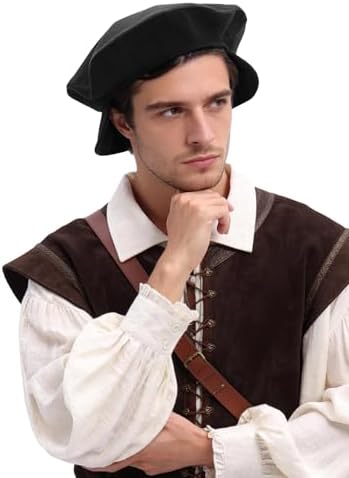 PROCOS Medieval Beret Hat Renaissance Painter Cap Classic Costume