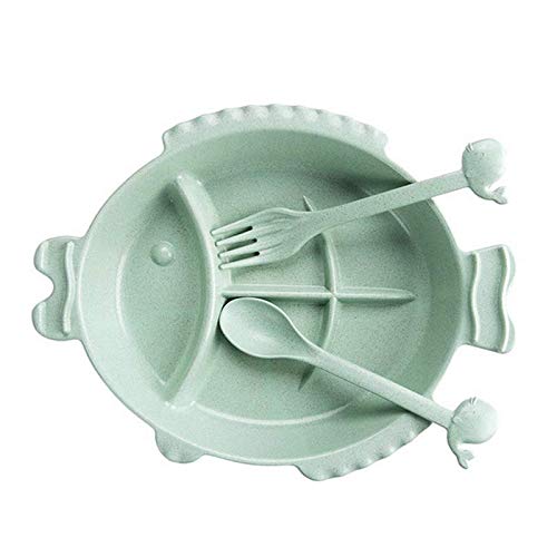 Tushja Wheat Straw Fish-Shaped Plate Set Cartoon Family Tableware Children's Meal Plate Spoon Fork Kids Cute Meal Tools Drop Shipping - Thumbnail 7