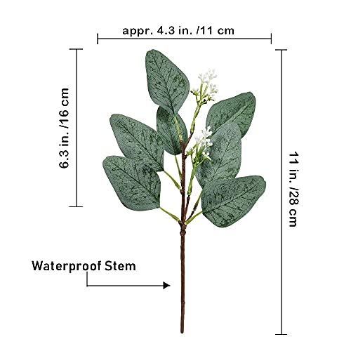 18 Pcs Fake Eucalyptus Leaves Stems Bulk Artificial Oval Eucalyptus