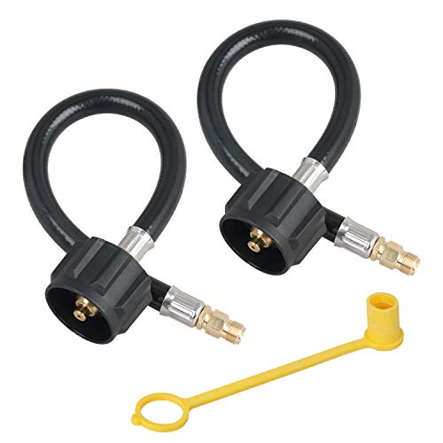 STYDDI 12 Inch RV Propane Hose Connector with 1/4 Inch Male Inverted Flare for Auto-Changeover Two-Stage Regulator, 2 Pack