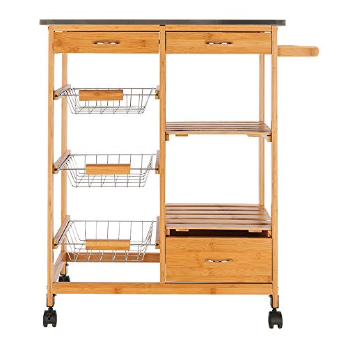 Kitchen Island Cart, Wood Single Drawer Kitchen Storage Cart