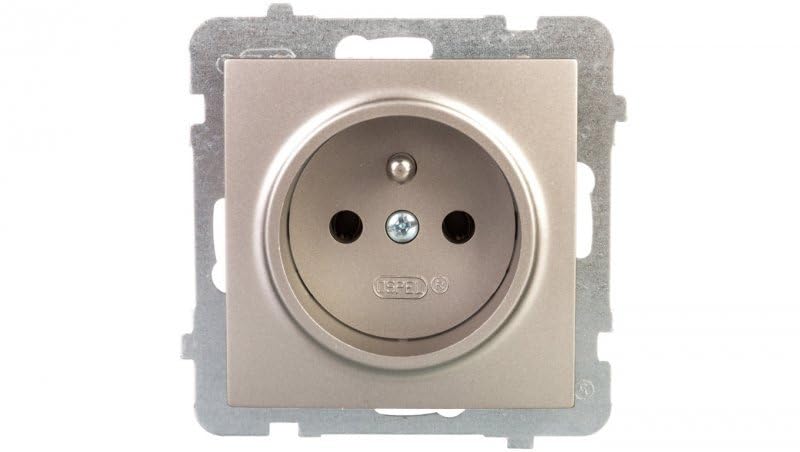 Ospel GP-1GZ/m/45 Socket Satin Steel, IP20, 16 A, 71 mm, 39 mm, 71 mm