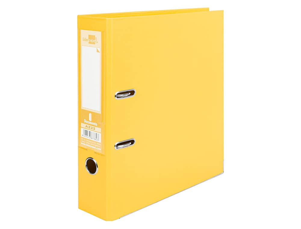 Liderpapel Lever Arch File A4 PVC Lined with Spine 75 mm Yellow Metal Compressor
