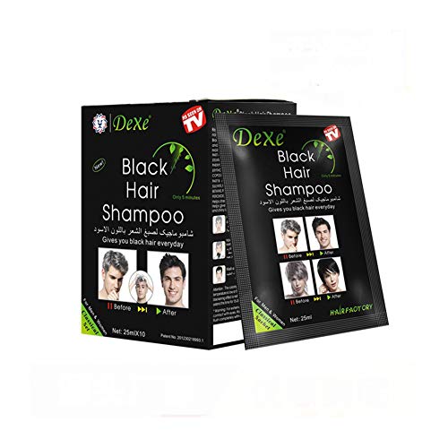 Instant Hair Dye Hair Color Shampoo Semi-Permanent Hair Shampoo - 10-Bag/Box (black)