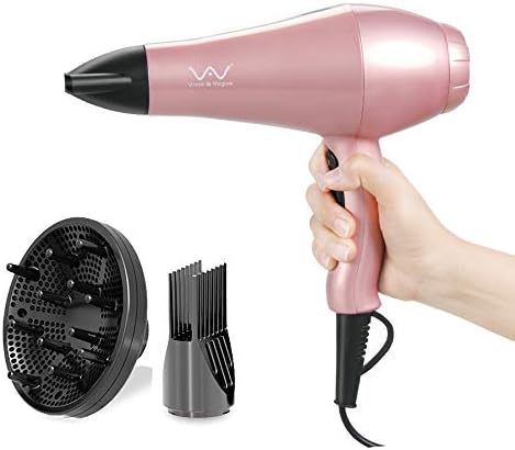 VAV Professional Hair Dryer Negative Ion Blow Dryer 1875W Salon Powerful Dryer Far Infrared With 3 Heat 2 Speed Settings … (RosePink)