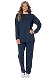 Women's Plus Size 2-Pc Fleece Sweatsuit Navy,1X