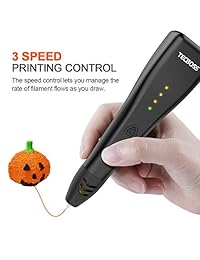 Tecboss - Bolígrafo 3D con 3 velocidades ajustables en 3D para niños y adultos, filamento de PLA Bonus, plantillas de dibujo de bolígrafos 3D