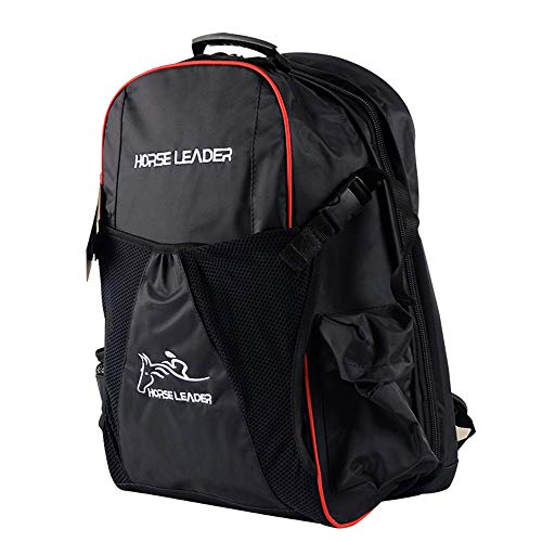UNISTRENGH Professional Horse Riding Boot Bag Helmet Bag Parent-Child Equestrian Backpack English Boot Carry All Bag with Hat Compartment (Black, for Adult (19.7”H))