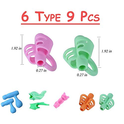 Pencil Grips - Children Pen Writing Aid Grip Set Posture Correction Tool for Kids Preschoolers Children,Hollow Ventilation (Pencil Grips 9P)