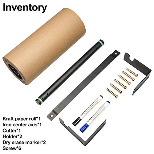 [UPGRADE] Kraft Paper Roll Display - Note Roll Wall Board, Wall Mounted Kraft Paper Roll Holder/Dispenser with Cutter Bar Included 12 Inch Kraft Paper roll for List, Menus, painting, desgin (Black) - Thumbnail 6