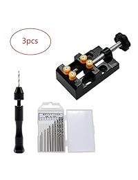Alwaysuc Vises Universal Mini Walnut Vise Clamp Banco de mesa Vice For Jewelry Nuclear Clip en DIY Talla Tool + Precise Pin Vise Modelo Set de taladro de mano con brocas helicoidales Set de 10