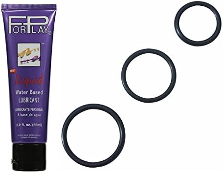 New Spartacus Soft Rubber C Ring Set Black with Free Personal Lubricant Forplay Liquid 2.2 Oz Tube