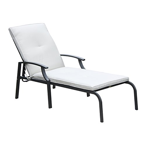 Outsunny Adjustable Chaise Lounge Patio Chair – Cream White