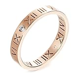 JSEA Womens Stainless Steel Cz Roman Numeral Rings Bands Openwork Rose Gold