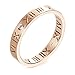 JSEA Womens Stainless Steel Cz Roman Numeral Rings Bands Openwork Rose Gold