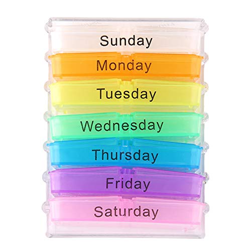 Plastic Medichine Box Seven Day Large Pill Box Medicine Tablets Holder Dispenser Pills Organiser Fashion for Seniors Athletes - Multicolor