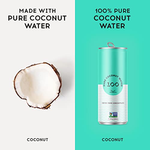 100 Coconuts Pure Coconut Water 11 fl oz cans, 12 Pack 100 Natural