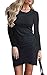 ECOWISH Women's Casual Crew Neck Short Ruched Bodycon Irregular Hem Mini Dress