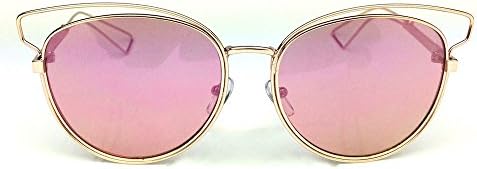 Flat Lens Hollow Top sideral Mirror Metal Frames Women Men Sunglasses (Gold, Pink)