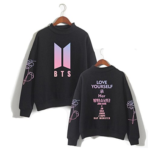 Kpop BTS Jimin Suga V Rap Monster J-Hope High Neck Hoodie Sweatshirts Love Yourself