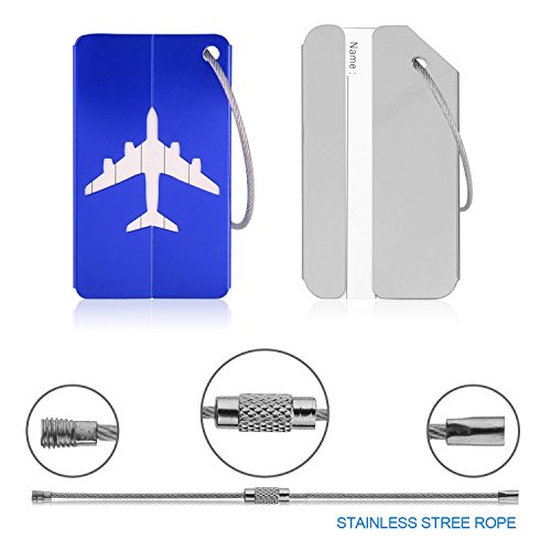 Luggage Tags,Metal Baggage Tags Travel ID Labels Tag for Aircraft Travel Bag Suitcases Bags Labels - Set of 8 +2 Combination Padlocks