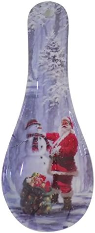 CHRISTMAS SANTA SNOWMAN WINTER SNOW FOREST SPOON REST 24CM X 9CM X 3CM