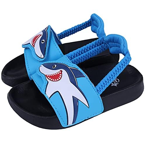 Badelatschen Kinder Jungen Badeschlappen Sommer Hausschuh rutschfest und Leicht Strand Slippers Karikatur Dusch Badeschuhe Weiche Flache Strand Sandalen 27 Blau 7