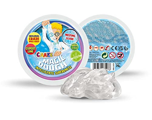 CRAZE MAGIC DOUGH Super plastilina Intelligente per Bambini Kinderknete, Plastilina de 70 g, Trasparente, Colore Vetro Liquido