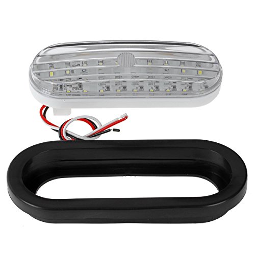 Partsam Set/2 Submersible 6" Oval White Stop Turn Tail Reverse Lights 30 LED w/Flush Mount