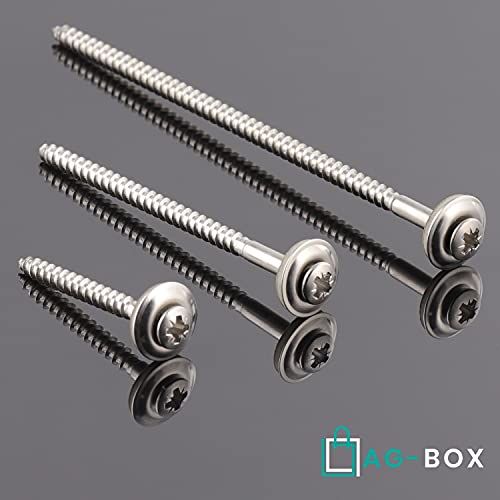 Spenglerschrauben mit Kreuzschlitz"Z" 4,5x20 mit U-Scheibe 15mm (100 Stück) aus Edelstahl A2 (V2A) ähnl. DIN 7995 Pozidriv Dichtscheibe Holzschrauben Pozi| AG-BOX® – Bild 5